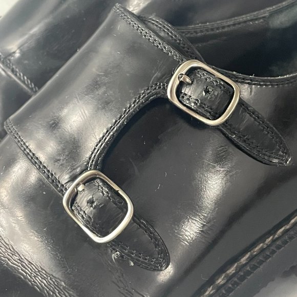 Sutor Mantellassi Black Leather Double Monk Strap Dress Shoes, Size 9.5